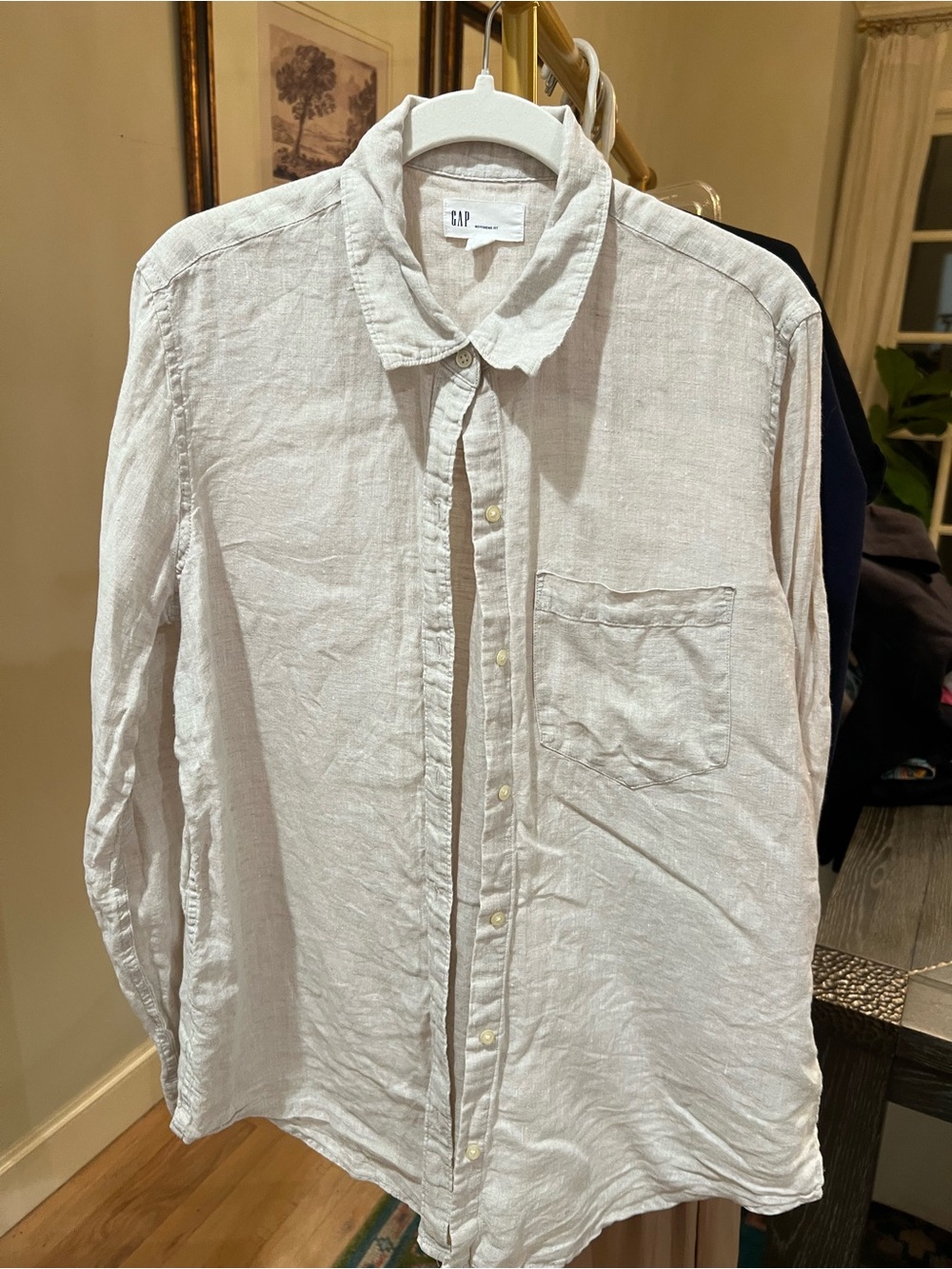 GAP women’s oatmeal Linen Button-Down Shirt 100% linen